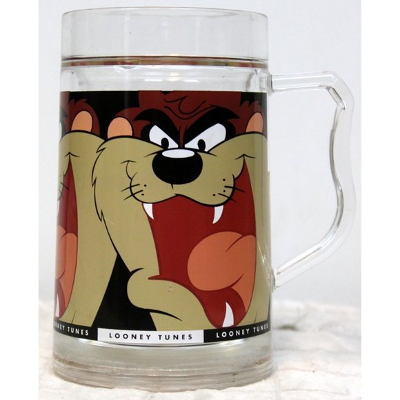 Vtg 90s Looney Tunes Taz Freezer Frosty Beer Mug Plastic Cup Cartoon Graphic - Picture 1 of 7